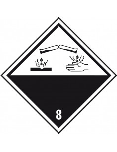 ADR klasse 8 bijtende stoffen bord, kunststof, ruit, wit zwart, bijtende stoffen pictogram
