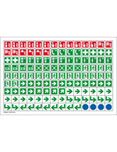 Minisymbool-verzamelkaart, ISO 7010, zelfklevende folie (sticker), 8 mm, 126/kaart