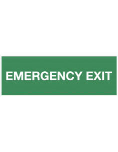 Emergency exit bord met tekst, kunststof, groen wit, rechthoek, Engelse tekst