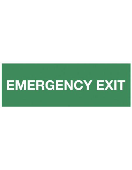 Emergency exit bord met tekst, kunststof, groen wit, rechthoek, Engelse tekst