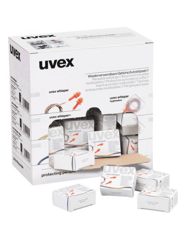 Uvex oordoppen Whisper met koord, dispenser 50 paar/VE