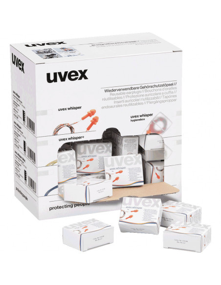 Uvex oordoppen Whisper met koord, dispenser 50 paar/VE