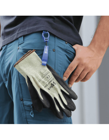 Handschoenhouder met klip, blauw, kunststof