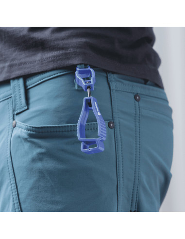 Handschoenhouder met klip, blauw, kunststof