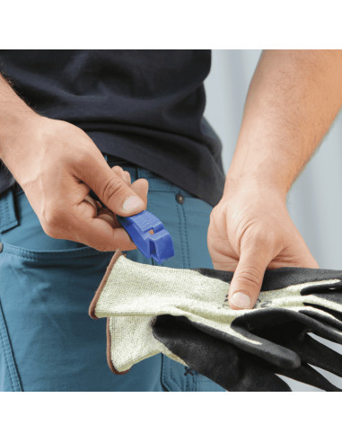 Handschoenhouder met klip, blauw, kunststof