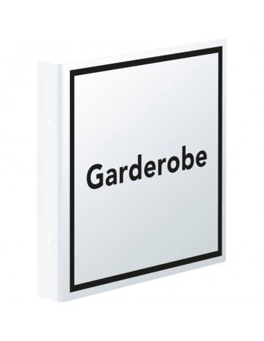 Haaks bord met tekst garderobe, 150 x 150 mm, kunststof