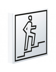 Haaks trap omhoog bord, 150 x 150 mm, kunststof