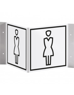 WC dames panorama bord, kunststof, 150 x 150 mm, wit zwart