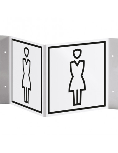 WC dames panorama bord, kunststof, 150 x 150 mm, wit zwart