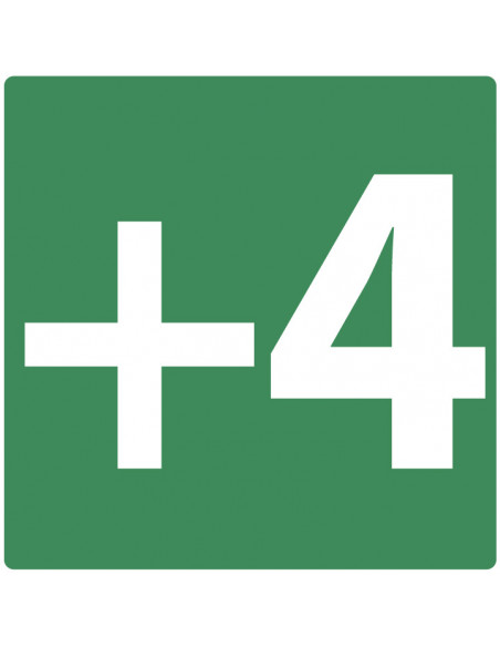 Niveau +4 bord, kunststof, groen wit, vierkant, om 4de etage aan te geven