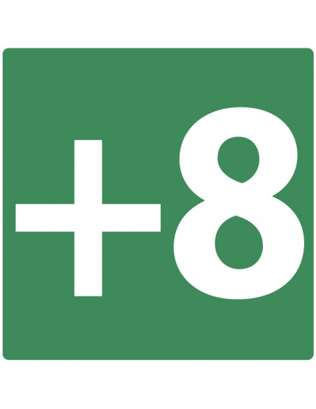 Niveau +8 bord, kunststof, groen wit, vierkant, om 8ste etage aan te geven