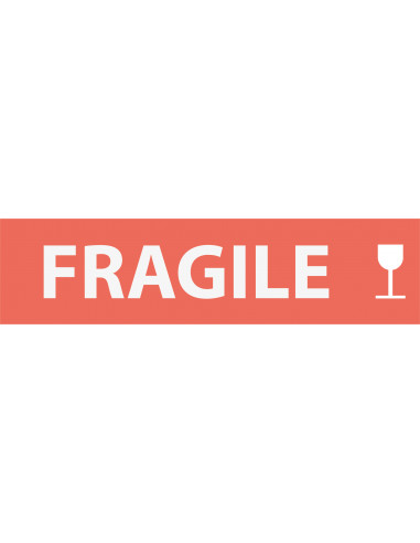 Fragile sticker met glas, oranje wit, rechthoekig