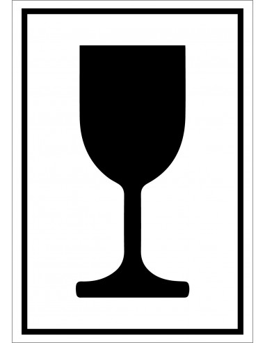 Breekbaar sticker op rol, zelfklevende folie, symbool glas, zwart wit