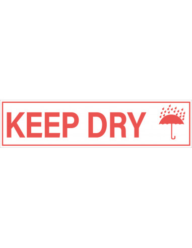 Keep dry sticker, oranje wit, rechthoekig, tekst keep dry