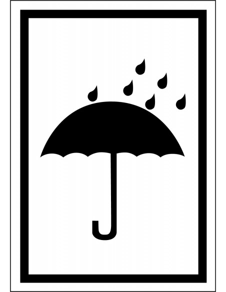 Droog houden sticker, zelfklevend papier, 1000 op rol, symbool paraplu met druppels