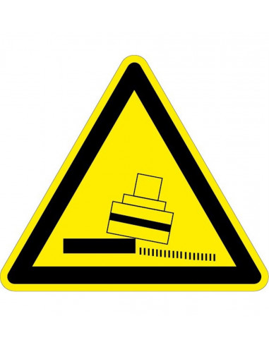 Waarschuwingsbord kantelgevaar, kunststof. driehoek, geel zwart