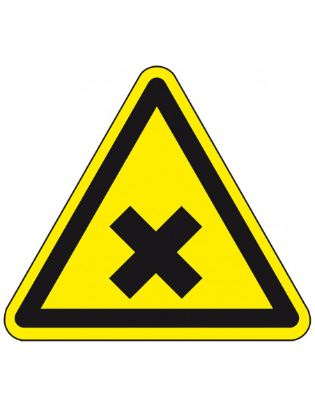 Schadelijke of irriterende stoffen bord, kunststof, kruis symbool, driehoek, geel zwart