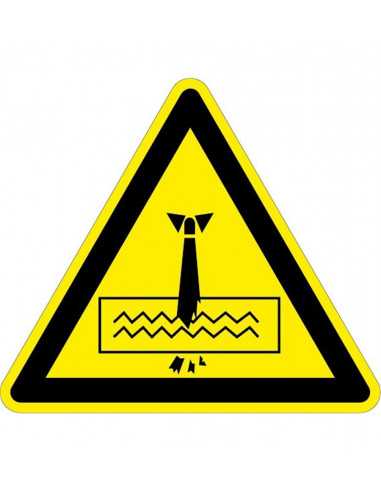 Waarschuwingsbord pas op versnipperaar, kunststof, driehoek, geel zwart, stropdas