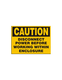 Sticker 'Caution: disconnect power before working within enclosure' 200/VE