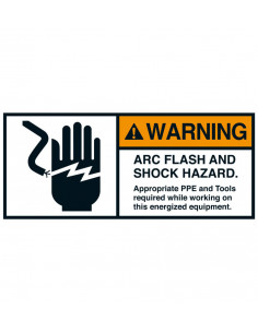 Sticker 'Warning: arc flash and shock hazard' 200/VE, 70 x 160 mm