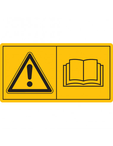 Combinatie-etiket let op, gebruiksaanwijzing lezen, 100 stuks per rol, geel zwart