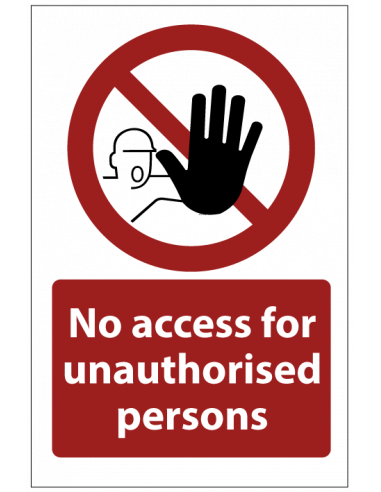 Tekstbord 'No access for unauthorised persons', 300 x 200 mm