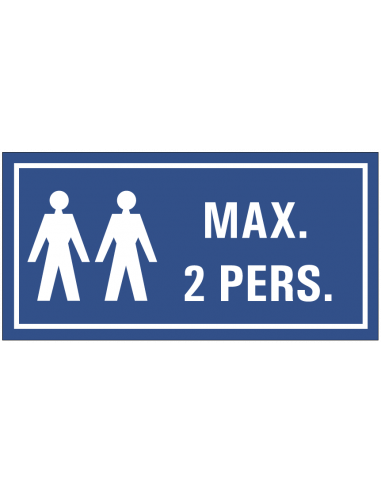Maximaal 2 personen tekstbord, kunststof, blauw wit, rechthoek, Nederlandse tekst met twee personen symbool