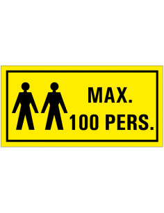 Bord 'Waarschuwing, max. 100 personen' 200 x 100 mm