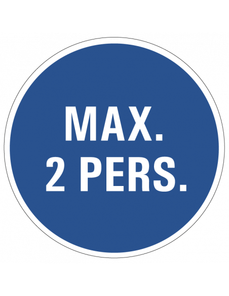 Maximaal 2 personen bord, kunststof, rond, blauw wit, maximaal 2 personen pictogram
