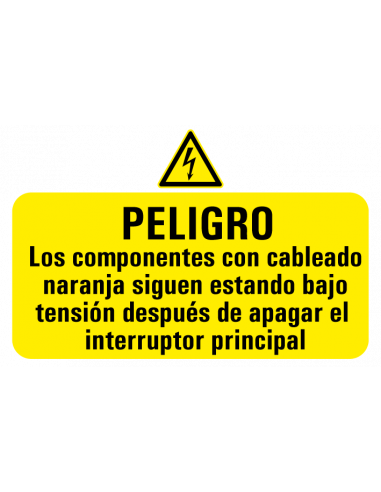 Sticker 'Peligro: Los componentes con cableado' 85 x 54 mm
