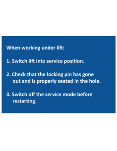 Sticker 'When working under lift' 125 x 85 mm