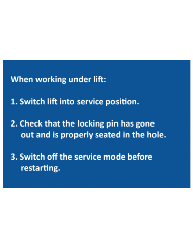 Sticker 'When working under lift' 125 x 85 mm