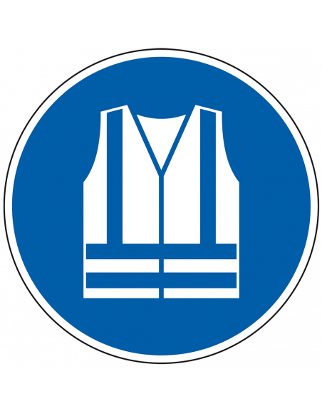 Waarschuwingshesje verplicht gebodsbord, kunststof, M015, blauw wit, rond