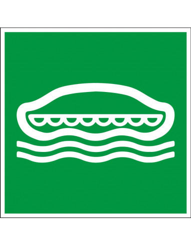 Bord reddingsboot 2, kunststof, E036, groen wit, vierkant, bord reddingsboot 2 pictogram, ISO 7010