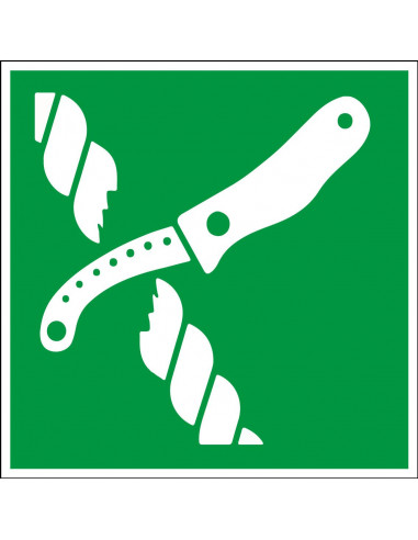 Mes reddingsboot bord, kunststof, E035, groen wit, vierkant, mes reddingsboot pictogram
