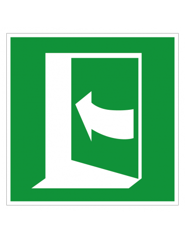 Deur drukken naar links bord, kunststof, E022, ISO 7010, groen wit, vierkant, deur drukken naar links pictogram