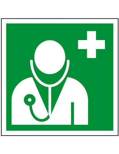 Arts bord, kunststof, E009, groen wit, pictogram dokter, vierkant
