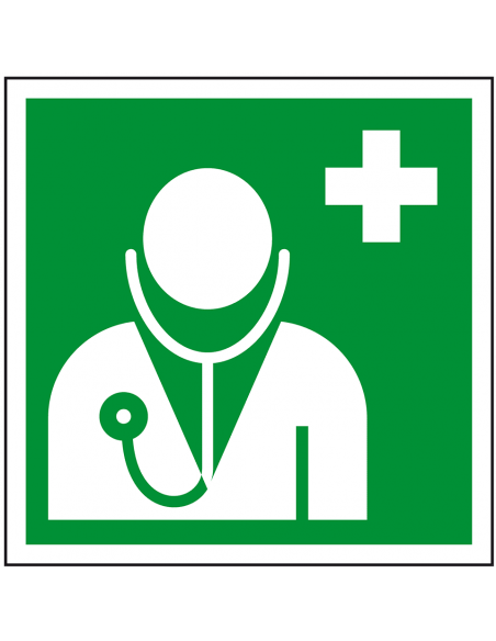 Arts bord, kunststof, E009, groen wit, pictogram dokter, vierkant