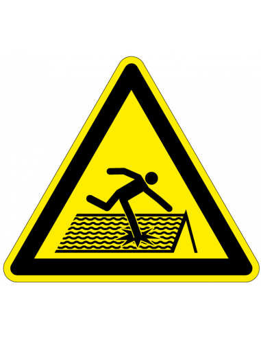 Bord instortingsgevaar, W036, geel zwart, ISO 7010, instortingsgevaar symbool, driehoek