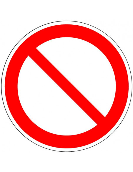 Algemene verbodssticker, ISO 7010, P001, rood wit, afbeelding schuine rode streep, rond