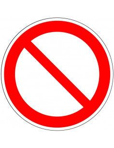 Algemeen verbodsbord, kunststof, P001, rood wit, afbeelding schuine rode streep, rond, ISO 7010