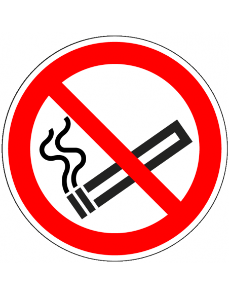 Niet roken bord, kunststof, P002, rood wit, sigaret pictogram, rond, ISO 7010