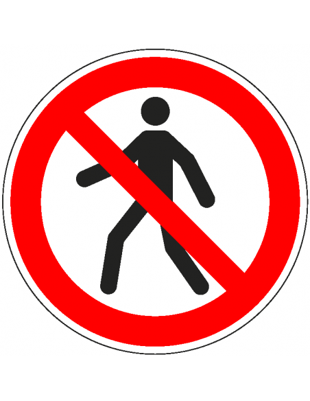 Verboden voor voetgangers bord, kunststof, P004, pictogram verboden voor voetgangers, afbeelding voetganger, rood wit, rond