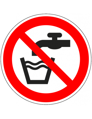 Geen drinkwater bordje, kunststof, P005, rood wit, geen drinkwater pictogram, rond, ISO 7010