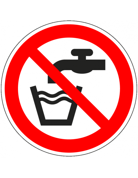 Geen drinkwater bordje, kunststof, P005, rood wit, geen drinkwater pictogram, rond, ISO 7010