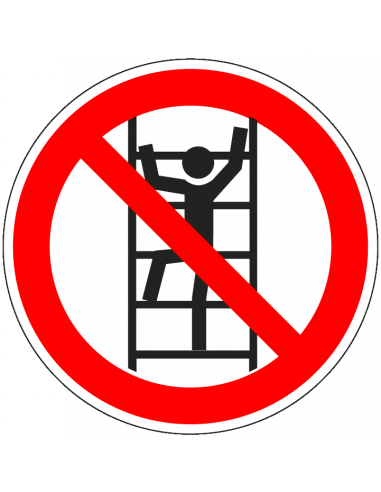 Verboden te klimmen bord, kunststof, P009, ISO 7010, rood wit, pictogram niet klimmen, rond