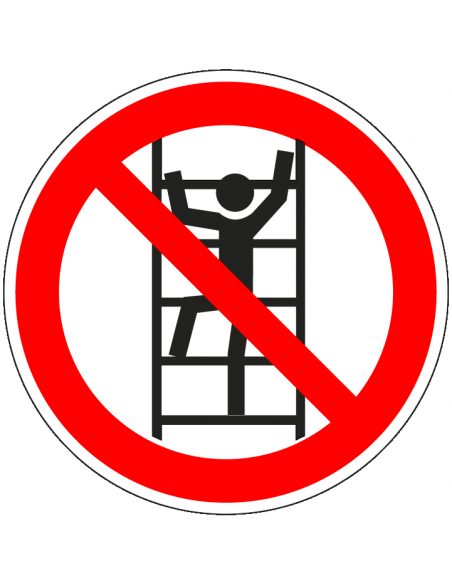Verboden te klimmen bord, kunststof, P009, ISO 7010, rood wit, pictogram niet klimmen, rond