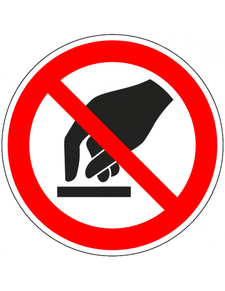 Niet aanraken sticker, ISO 7010, P010, rood wit, pictogram niet aanraken, rond