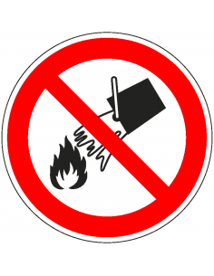 Niet blussen met water bord, kunststof, P011, rood wit, pictogram niet blussen met water, rond