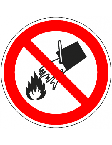 Niet blussen met water bord, kunststof, P011, rood wit, pictogram niet blussen met water, rond